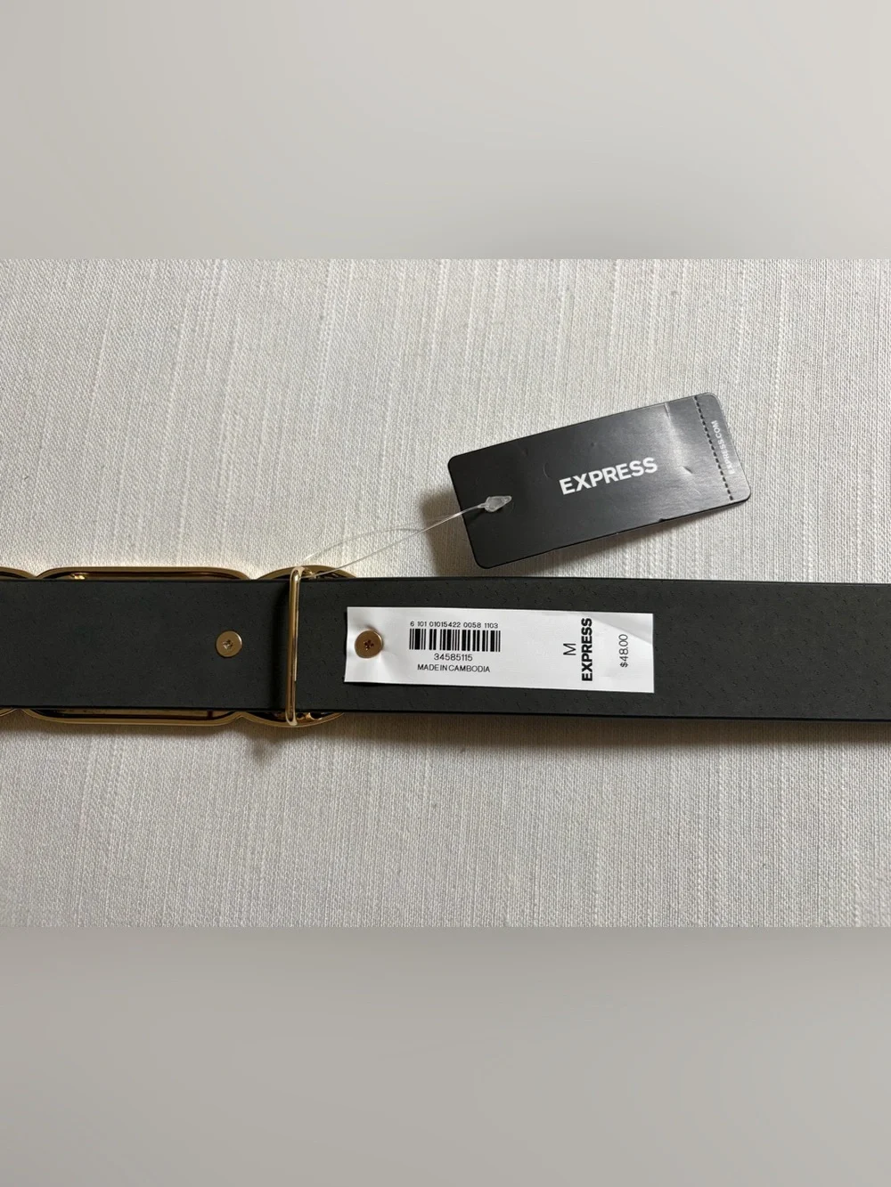 Express Black Belt with Gold Chain-Link Accent